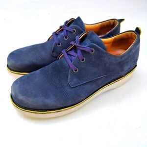 Samuel Hubbard Mens Oxford  Blue Nubuck Leather Laceup VIBRAM Sole Shoes Sz 10.5